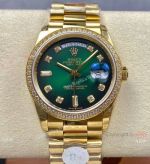 8+ Factory Rolex DayDate 36 Gain Weight Edition Green Gradient Diamond-set Bezel